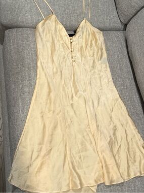 Silky Champagne Slip Dress with Spaghetti Straps
